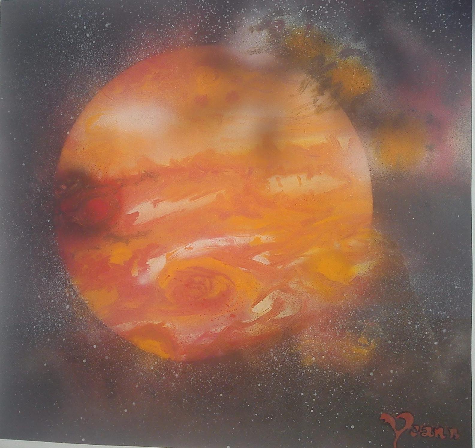 Jupiter, la géante rouge, peinte en 2013-2014, sur affiche dans cadre 40x40