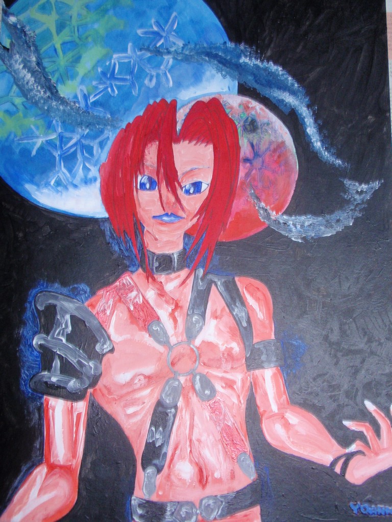 Nikki du jeu vidéo Chrono Cross, acrylique peinte sur une toile cartonnée en 2012